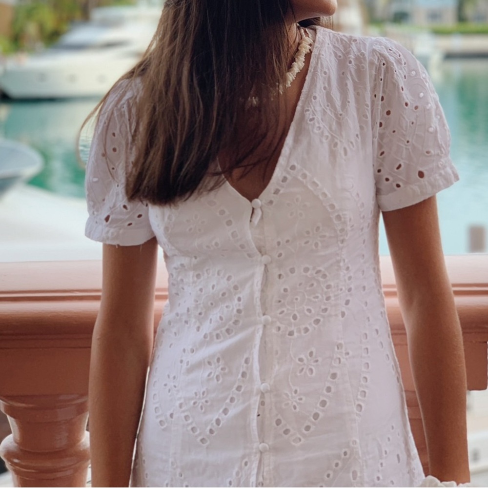 Elegant White Eyelet Dress